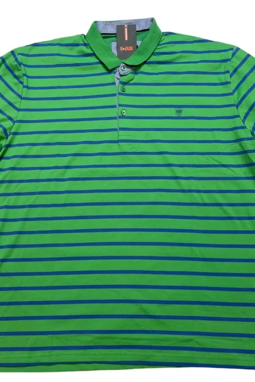 חולצת פולו קצרה פסים ירוקה