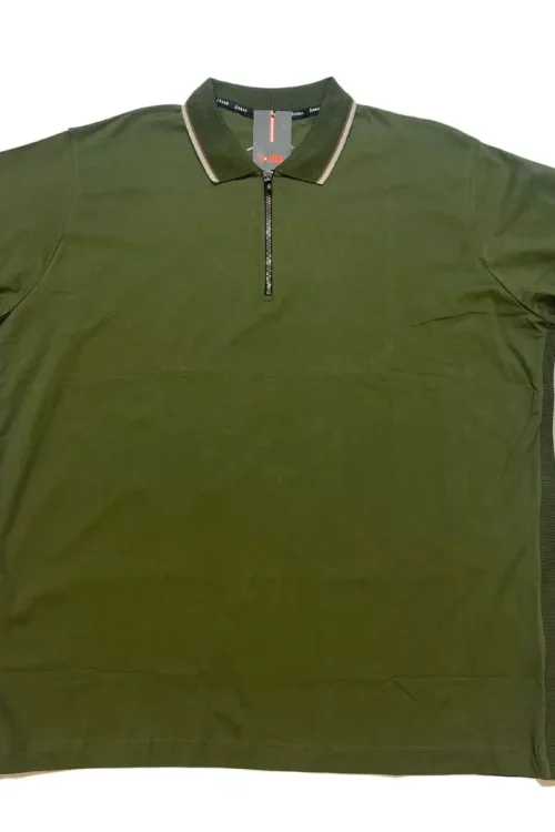 חולצת פולו קצרה רוכסן ירוקה