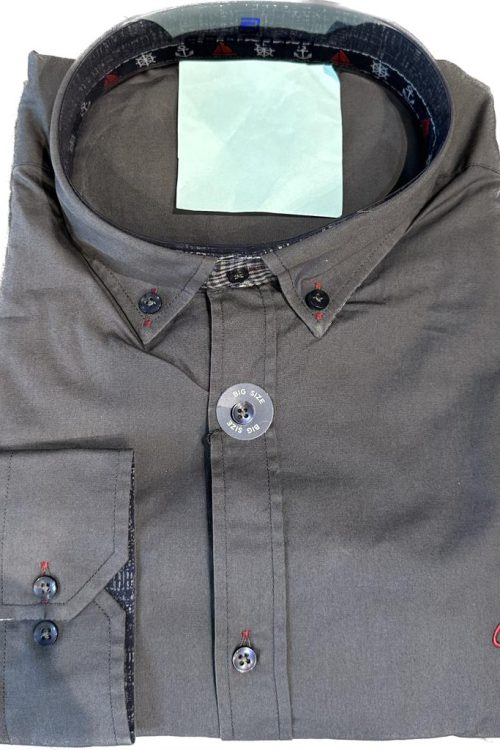 חולצת כפתורים ארוכה בצבע אפור כהה